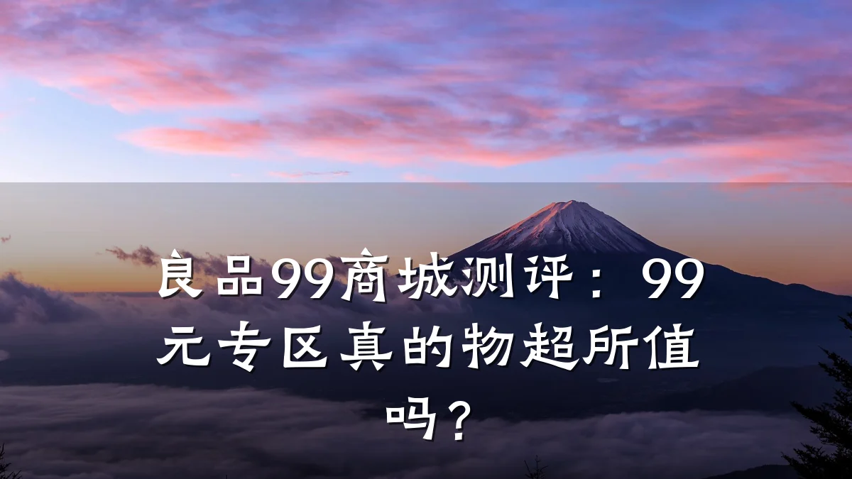 良品99商城测评:99元专区真的物超所值吗?