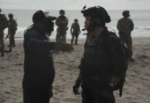 Chris Pratt (right) with director Anton Fuqua shooting "The Terminal List."