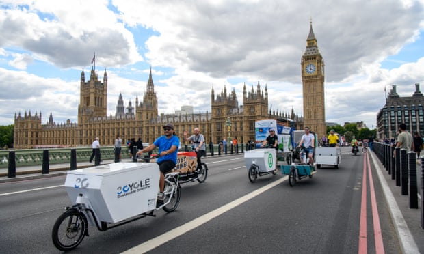Cargo bike sales soar as UK petrol prices surge | Cargo bikes at a rally in London. The bikes are used commonly for courier work in the capital.