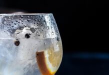 clear glass with an alcoholic drink