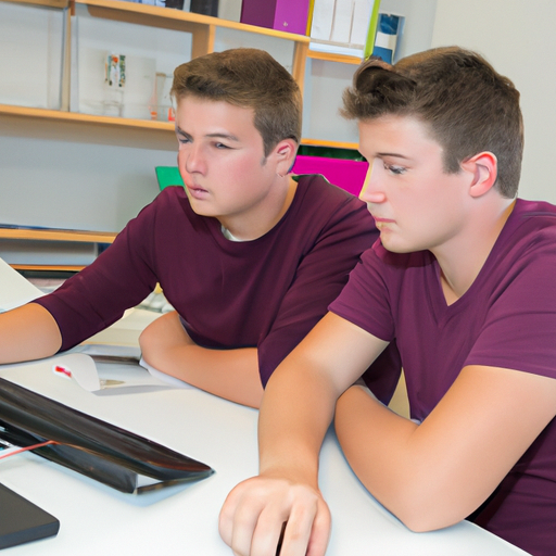 2 male students in front of computer