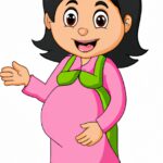 cartoon pregnant happy  wearing full clothes