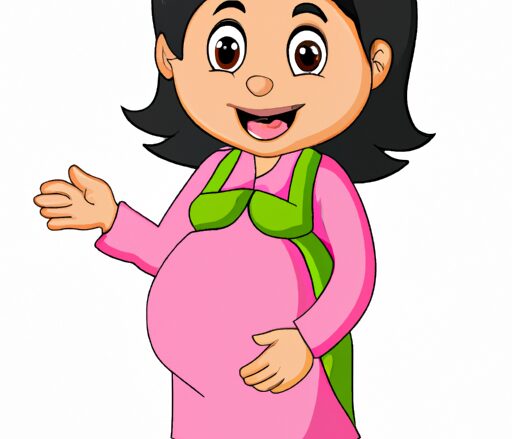 cartoon pregnant happy  wearing full clothes