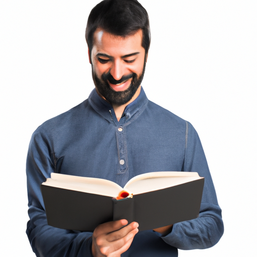 happy man reading book