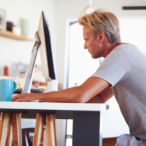 male sitting inf front of computer in home