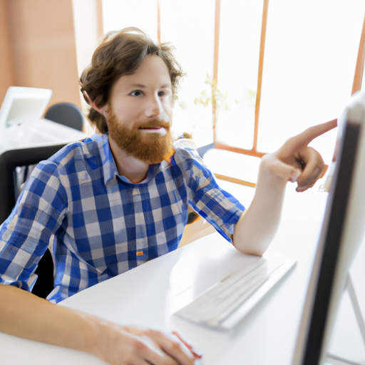 man setting in front of computer