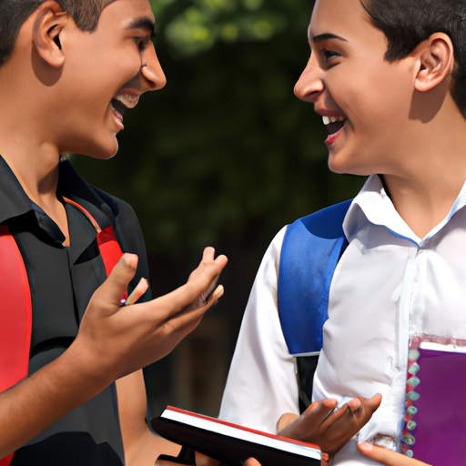 male students happy and talking